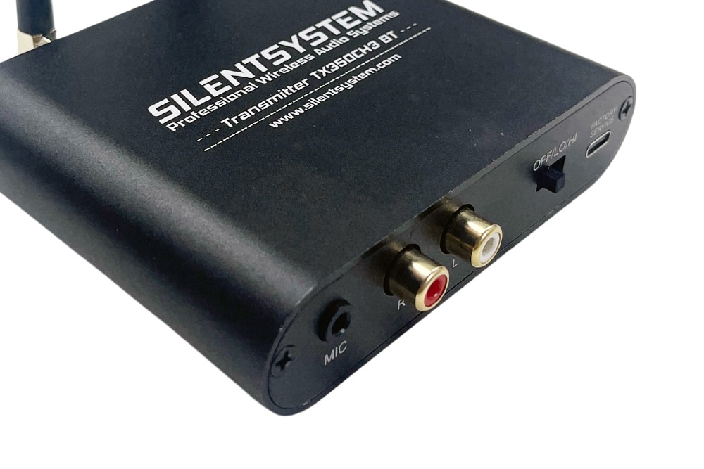 Trasmettitore UHF TX-350 Silentsystem TX-350 transmitter, rear inputs